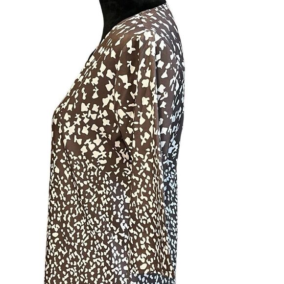 Short Sleeve Silky Slip Dress V-Neck Brown and Tan Print size Small - Picture 7 of 11